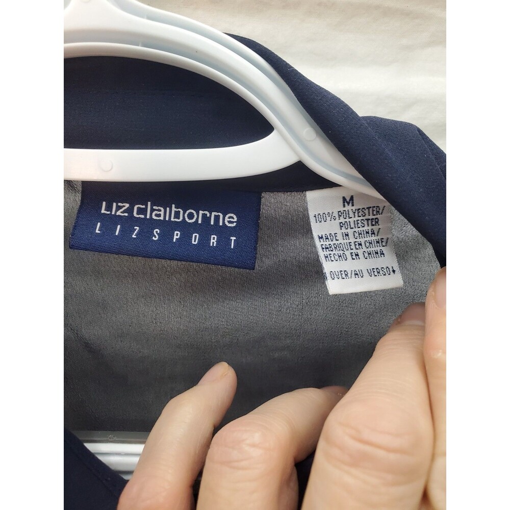 Liz Claiborne Sheer Blue Top with White Pixies Size M